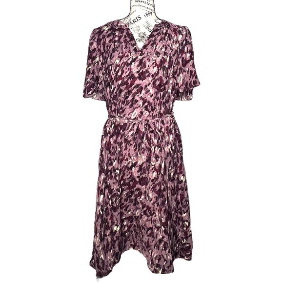41Hawthorn SMALL PETITE Abstract Split Neck Waist Tie Pocket Dress  Stitch Fix - Picture 1 of 11